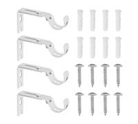 NYGGTYK Lot de 4 Supports de Rideaux Réglables Avec 8 Vis et 8 Tubes d'Extension - Tringles et Accessoires - Supports Robustes (Argenté)