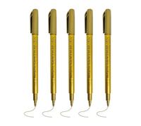 NYGGTYK Lot de 5 marqueurs métalliques dorés - Stylos en tissu doré - Stylos à encre dorée - Stylos dorés pour écrire - Stylos de peinture acrylique dorés - Idéal pour la calligraphie, les signatures