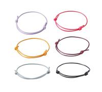 NYGGTYK Lot de 6 bracelets unis réglables, bracelets à tirer, bracelets tissés à la main, bracelets en fil de polyester ciré (couleur ), cordon
