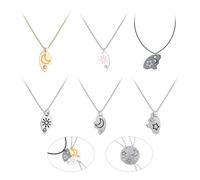 NYGGTYK Lot de 6 colliers d'amitié pour trois, avec pendentif en forme de soleil, de lune et d'étoile pour un anniversaire et une remise de diplôme, Métal