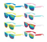 NYGGTYK Lot de 8 paires de lunettes de soleil colorées pour enfants - Couleurs fluo - Pour fête d'enfants - Cadeau de fête à la plage - Piscine - En plein air