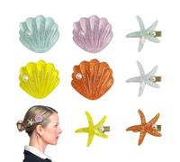 NYGGTYK Lot de 8 pinces à cheveux en forme d'étoile de mer, coquillages, accessoires de cheveux, étoiles de mer, accessoires de cheveux, pinces à cheveux en perles