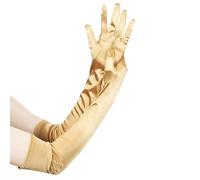 NYGGTYK Paire de Gants Longs en Satin Élastiques - Pour Vêtements, Mariages et Danse - Rétro Tendance, Chauds, Coudes - Or, 55