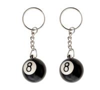 NYGGTYK Porte-clés Billard avec Boule Noire - Lot de 2 Chaînes Snooker Pendentif, Noir, Taille Unique