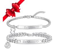 Nyisie Bracelets pour couples Cadeau Femme : Bracelet Couples de la chance Zirconium Puzzle Acier Inoxydable Bijoux Femme Cadeaux Saint Valentin pour Marié et Mariée Couple, Grande, S925, Ne