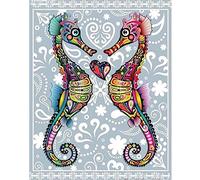 NYIXIA Broderie Point de Croix kit Complet Adulte,Couple d'hippocampes,DIY 11CTestampé Couture Canevas Point de Croix Kit Complet pré-imprimés pour Les débutants,40×50cm