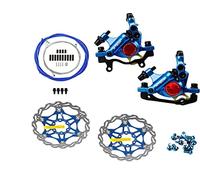 NYK Zoom Étrier de Frein à Disque Hydraulique pour Vélo de Bicyclette HB-100 - Ensemble Avant et Arrière avec Tiroir Flottant et Câble - Bleu