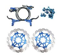 NYK Zoom Kit de freins à disque hydrauliques avant et arrière - Disque flottant 160 mm et boulons dorés - Pour VTT - Bleu