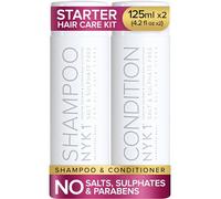 NYK1 Shampooing et après-shampoing sans sel et sulfate (kit de démarrage - 2 x 125 ml) sans sulfate pour extensions, traitement de la couleur et de la kératine - Nettoyage doux et sans décapage
