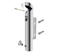 NYKCPJMW Cendrier Mural Exterieur, Cendrier Exterieur Mural INOX, Cendrier Mural à Serrure Cylindrique à Accrocher Au Mur d'une Grande Colonne D'hôtel Argent