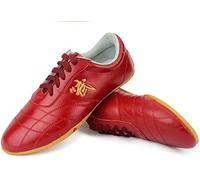 NYKJBD Chaussures d'arts Martiaux en Cuir Chaussures de Tai Chi Kung Fu Baskets d'extérieur pour L'entraînement Quotidien, Semelle en Caoutchouc Antidérapante et Résistante à l'usure,Red-EU38