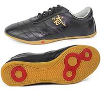 NYKJBD Chaussures d'arts Martiaux en Cuir Chaussures de Tai Chi Kung Fu Baskets d'extérieur pour L'entraînement Quotidien, Semelle en Caoutchouc Antidérapante et Résistante à l'usure,Black-EU43