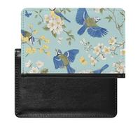 NYKVTG Protecteur De Carte De Vaccination Fleurs d'oiseaux Bleues Portefeuille Pochette Etui De Protection