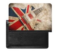NYKVTG Protecteur De Carte De Vaccination Guitare du Drapeau Britannique Portefeuille Pochette Etui De Protection