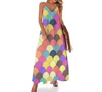 NYKVTG Sirène Colorée Robe Longue pour Femme Ete sans Manches Robe Maxi pour Voyages Plage