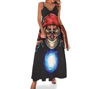 NYKVTG Sorcier Pirate Robe Longue pour Femme Ete sans Manches Robe Maxi pour Voyages Plage