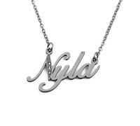 Nyla Collier Prénom Personnalisé Argent Cristaux Inc, Pendentifs Nom Dainty Personnalisés, Bijoux pour Dames, Petite Amie, Mère, Sœur, Amis Inc Sac & Boîte