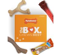 Nylabone Coffret cadeau de vacances pour chiens de grande taille, comprend 3 jouets à mâcher solides et 1 friandise pour chien, cadeaux pour chiens, grand/géant (4 pièces)