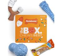 Nylabone Coffret cadeau de vacances pour chiens de grande taille, comprend 3 jouets de vacances solides à mâcher et 1 friandise pour chien, cadeaux pour chiens, grand/géant (4 pièces)