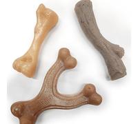 Nylabone Gourmet Style Lot de 3 jouets à mâcher puissants pour chiens, saveur bacon et beurre d'arachide, taille S - jusqu'à 11,3 kg