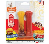 Nylabone Jouet à mâcher résistant Dura, lot de 2, en forme d’os, arômes cheeseburger et pomme, pour les petits chiens (jusqu’à 11kg), Chiens à mâchouillage puissant/extrême