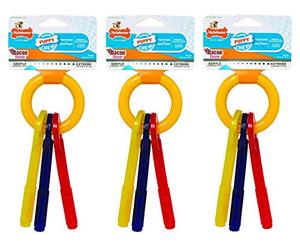 Nylabone Lot de 3 clés de dentition pour chiot, bacon, petite taille