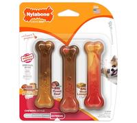Nylabone Lot de 3 Jouets à mâcher Originaux Bone Power pour Chiens, Jouets durables pour mâcheurs agressifs, crêpes et saucisses, rôti de bœuf et lasagnes, Taille XS - jusqu'à 6,8 kg