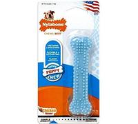 NYLABONE, Os à mâcher pour chiots et jouets dentaires pour chiots dentaires - Os à mâcher - Pour chiots extra petits jusqu'à 7 kg - Pour chiens à mâcher et à dents - Saveur de poulet - Bleu