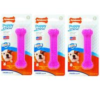 Nylabone Puppy Bone Chicken Petite Pink Nylon Teething Toy for Dogs - 3 Pack