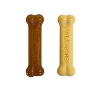 Nylabone Set de 2 Jouet à Mâcher Os Arôme Poulet/Os Arôme Beurre de Cacahuètes pour Les Tout Petits Chiens Jusqu'à 7 kg