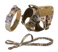Nylon Adjustable Military Tactical Dog Harnness Collar Lash Set Labrador German Berger Bulldog Bulldoor Training Outdoor Training Hunting Walking,Un Ensemble,XL