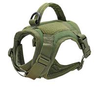 Nylon Ajusté Military Tactical Cat Training Training Walking Harness with Control Propreal pour Yorkshire Terrier Chihuahua Pug,Vert