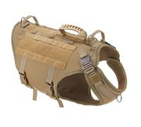 Nylon Ajusté Military Tactical Dog Camping Training Randonnée Gitre De Harnais De Chasse Fit pour Labrador Bulldog German Shepherd,Kaki,L