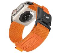 Nylon Bracelets Compatible avec Bracelet Apple Watch 44mm 45mm 46mm 42mm 49mm Ultra/Ultra 2,Version améliorée Réglable Nylon Sport pour iWatch Series 10 9 8 7 6 5 4 3 2 1 SE (ORANGE)