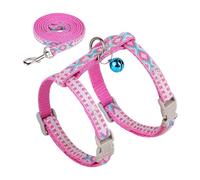 Nylon Cat Harness Leash Set Adjustable Puppy Kitten Harnesses Vest with Pet Walking Lead Rope for Small Dogs Cats(Pink)