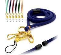 Nylon Cordons Tour de Cou avec Lanière Breakaway anti-étouffement clip en métal Plaqué or, Doux Corde 5mm pour badge d'identité pour Porte Badge Par LanyardsTomorrow Bleu marine 1 Pièce