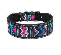 Nylon Dog Collar Reflective Pet Dogs Collars Breathable Padded Striped Pitbull German Shepherd Medium Large Dogs Collar S M L (Color 2 Large)