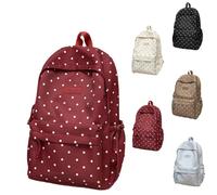 Nylon Polka Dot Backpack, School Bags for Girls Polka Dot, Lightweight Polkadot Backpack with Moon Pendant, Hardwearing & Large Capacity, for Travel Shopping Dates, Gift for Lady，1pc-dwithout pendant
