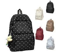 Nylon Polka Dot Backpack, School Bags for Girls Polka Dot, Lightweight Polkadot Backpack with Moon Pendant, Hardwearing & Large Capacity, for Travel Shopping Dates, Gift for Lady，1pc-awith pendant