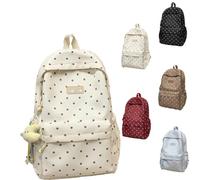 Nylon Polka Dot Backpack, School Bags for Girls Polka Dot, Lightweight Polkadot Backpack with Moon Pendant, Hardwearing & Large Capacity, for Travel Shopping Dates, Gift for Lady，1pc-ewith pendant