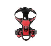 Nylon Respirant Confortable Doux sans Traction Harnais De Chien Extérieur Réflectif Réglable D'entraînement pour Chiens pour Les Petits, Moyens Et Grands Chiens,Rouge,XL