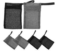 Nylon Sachet de Savonnette en Barre Réutilisable 6 Pièces | Pochette à Savonnette Portable, Facile à Nettoyer, Lot Noir et Gris, pour Barres de Savonnette