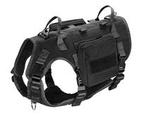 Nylon Tactical Adjustable Military Nylon Labraor Labrador Berger Allemand Camping Camping Training Formation avec 2 Sachets Détachables,Noir,L