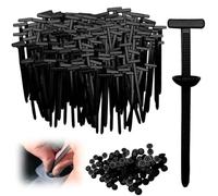 Nylon Universal Cable Tie Buckle, Heavy Duty Zip Ties (with Pin & Button), UV Resistant Black Zipties for Automotive Repair, Bumper, Fender & Engine Cover Fasteners (150pcs)