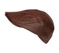 Nyls Création Beret Casquette Cuir Marron Havane Suedine Ajustable Kylro - Taille Unique - Marron
