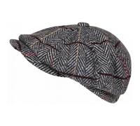 -Nyls Création-Beret Casquette Gavroche Gris Clair Irlandaise à Chevrons en Laine Gurwal - Gris Taille unique