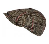 Nyls Création Beret Casquette Gavroche Marron Irlandaise à Chevrons en Laine Gurwal - Taille Unique - Marron