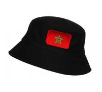 Nyls Création Bob Maroc Noir Rouge en Coton Drapeau Maroc Homme Femme - Taille Unique - Noir