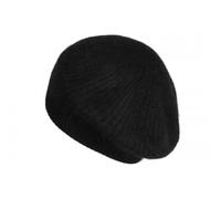 Nyls Création Bonnet Béret Angora Noir en Laine Douce et Tendance Angela - Taille Unique - Noir