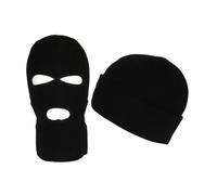 Nyls Création Bonnet Cagoule Noire Trois Trous en Laine Douce et Chaude Ryder - Taille Unique - Noir